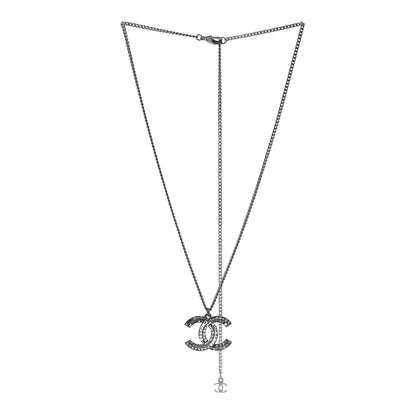 Chanel Baguette Crystal Large CC Necklace Silver 3 of 5