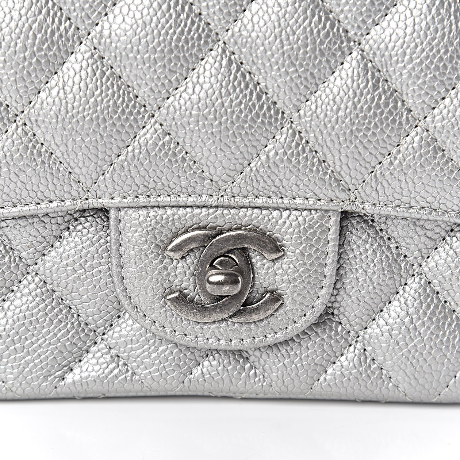 Chanel Metallic Caviar Quilted Mini Square Flap Silver 10 of 11