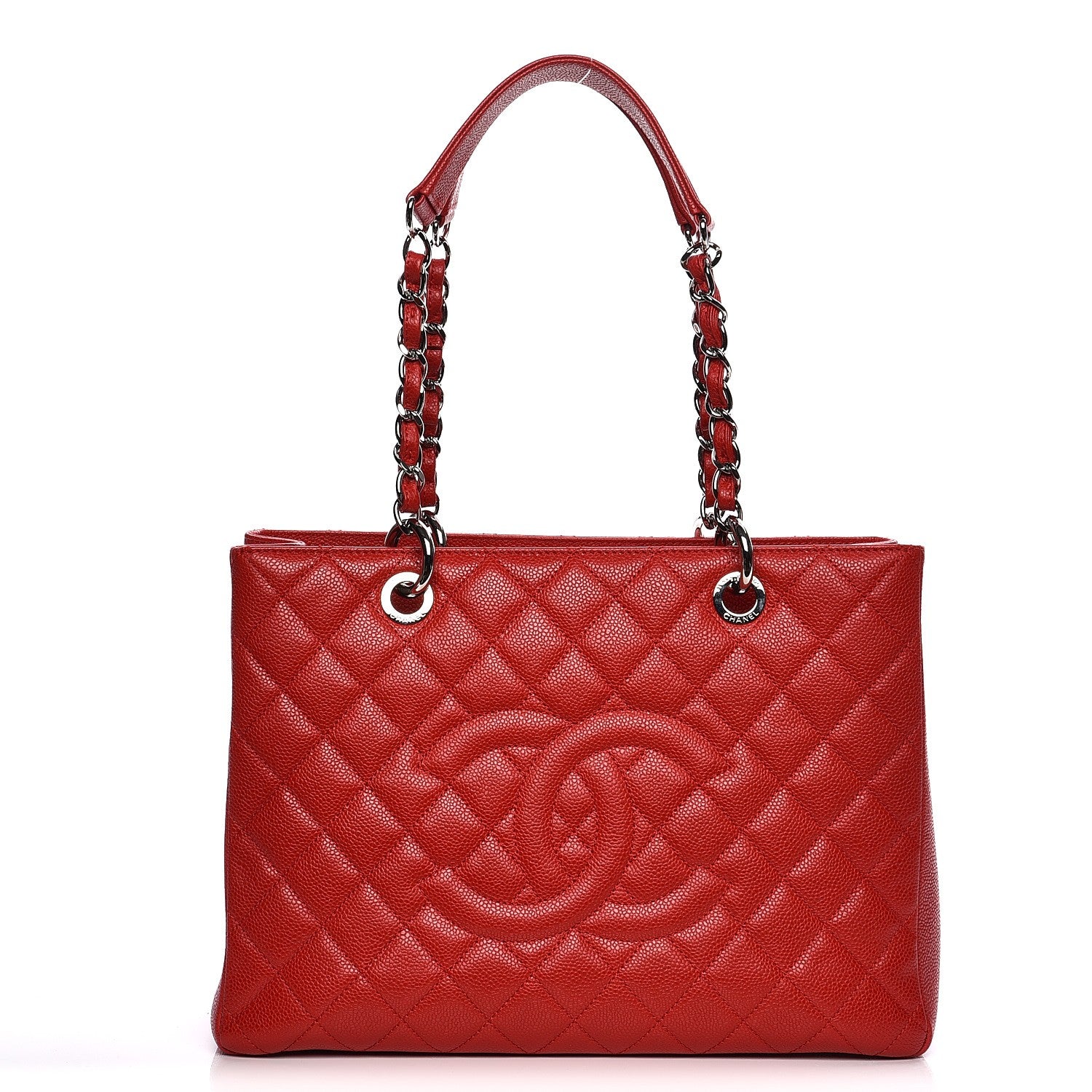 Chanel Caviar Quilted Grand Shopping Tote GST Red 1 of 12