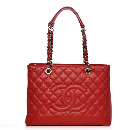 Chanel Caviar Quilted Grand Shopping Tote GST Red 1 of 12