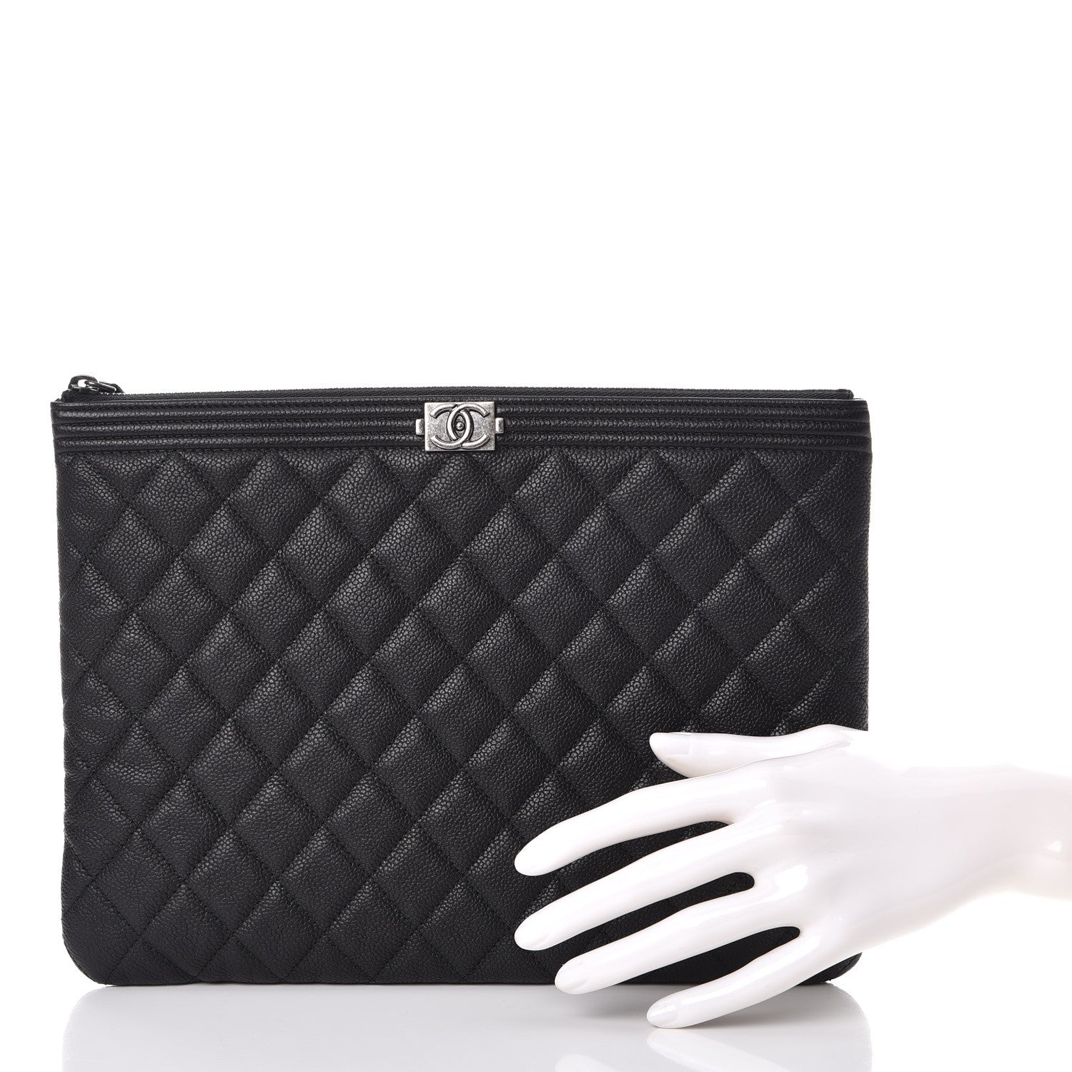 Chanel Caviar Quilted Medium Boy Cosmetic Case Black 2 of 8
