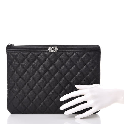 Chanel Caviar Quilted Medium Boy Cosmetic Case Black 2 of 8