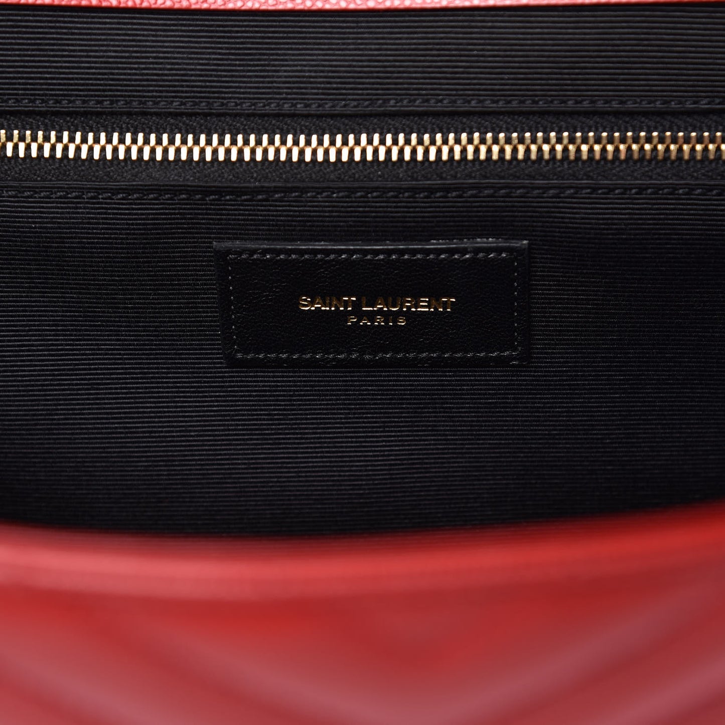 Grain De Poudre Matelasse Chevron Large Monogram Satchel Lipstick Red
