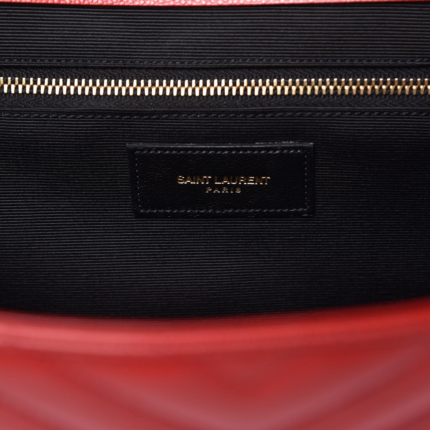 Saint Laurent Grain De Poudre Matelasse Chevron Large Monogram Satchel Lipstick Red 8 of 13