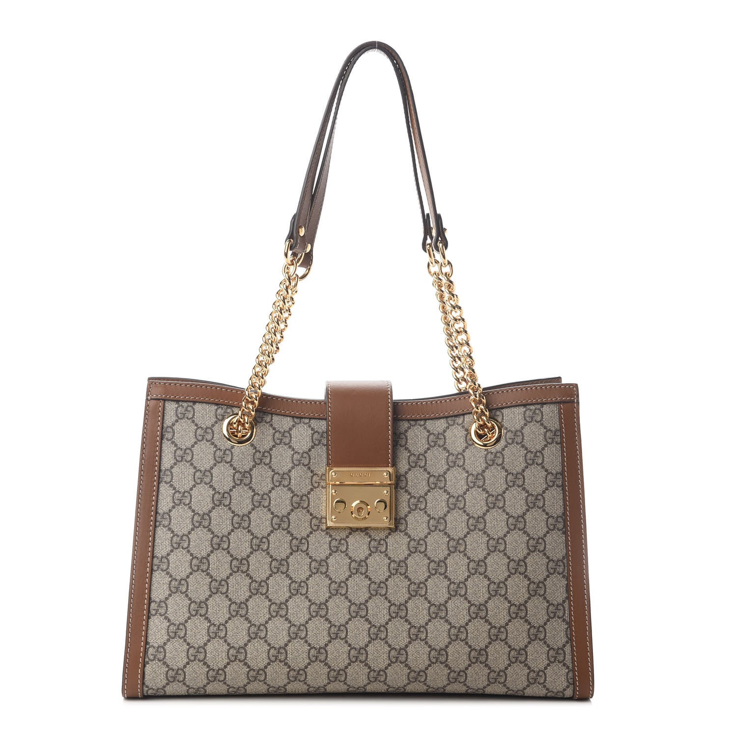 Gucci GG Supreme Monogram Medium Padlock Tote Beige Cuir 1 of 9