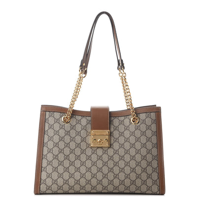 Gucci GG Supreme Monogram Medium Padlock Tote Beige Cuir 1 of 9