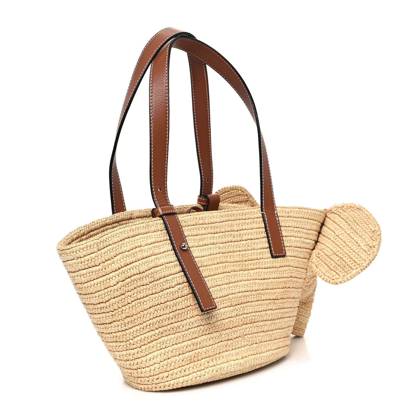Raffia Small Elephant Basket Tote Bag Natural Tan