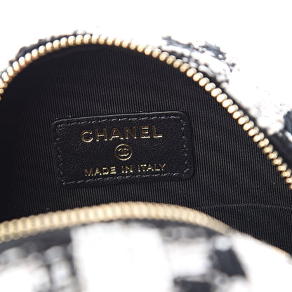 Chanel Tweed Round Clutch With Chain Black White 6 of 11