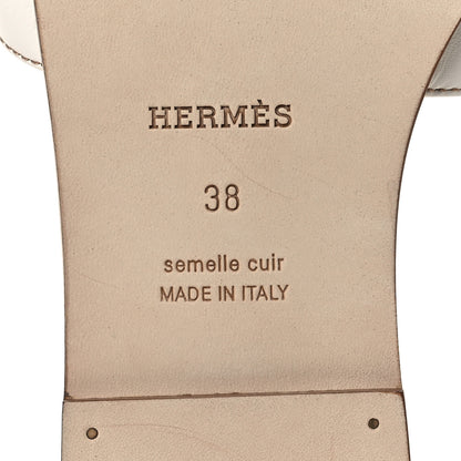 Hermes Box Calfskin Oran Sandals 38 White 8 of 11