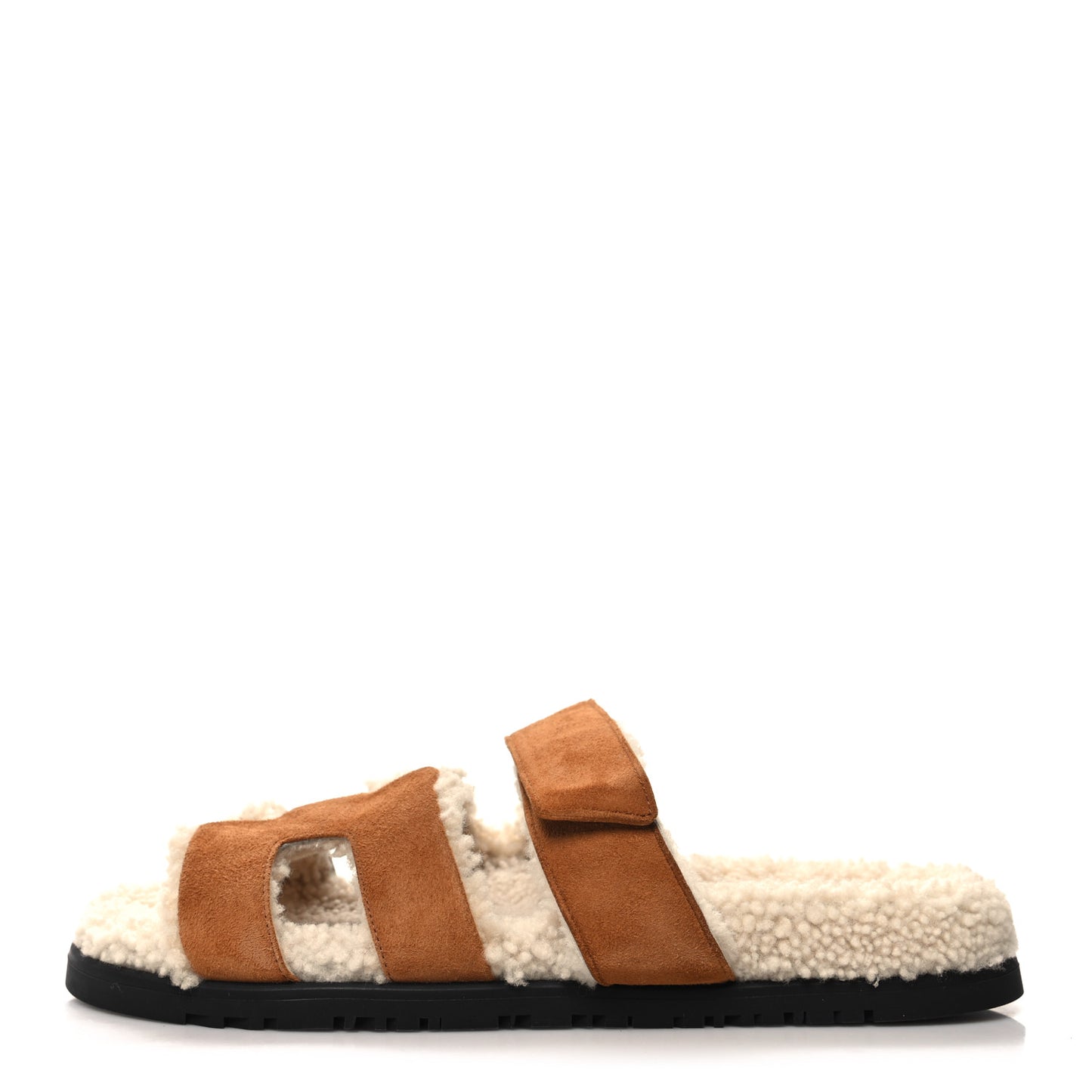Suede Goatskin Woolskin Womens Chypre Sandals 39 Brun Fume Ecru