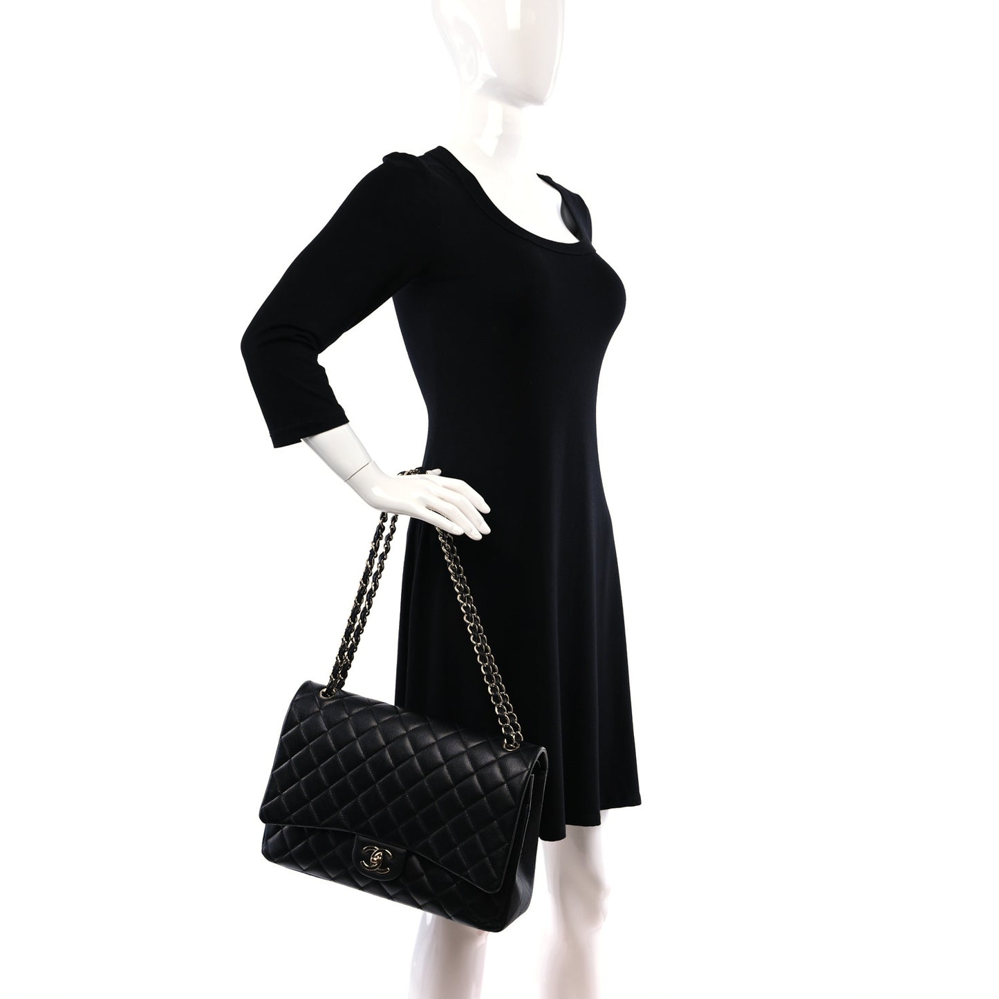 Caviar Quilted Maxi Double Flap Black