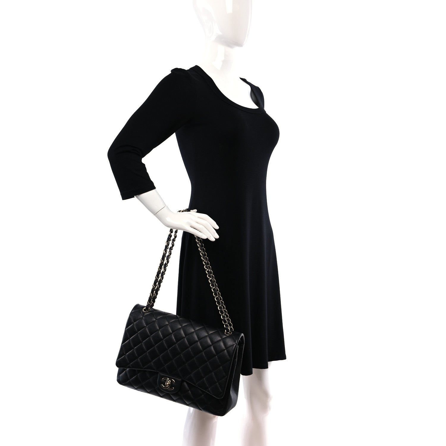 Chanel Caviar Quilted Maxi Double Flap Black 2 of 13