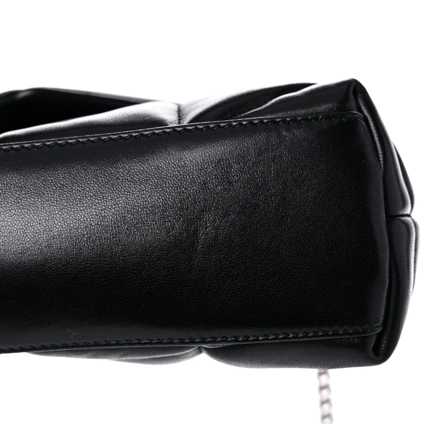 Lambskin Quilted Toy Loulou Puffer Monogram Chain Satchel Black