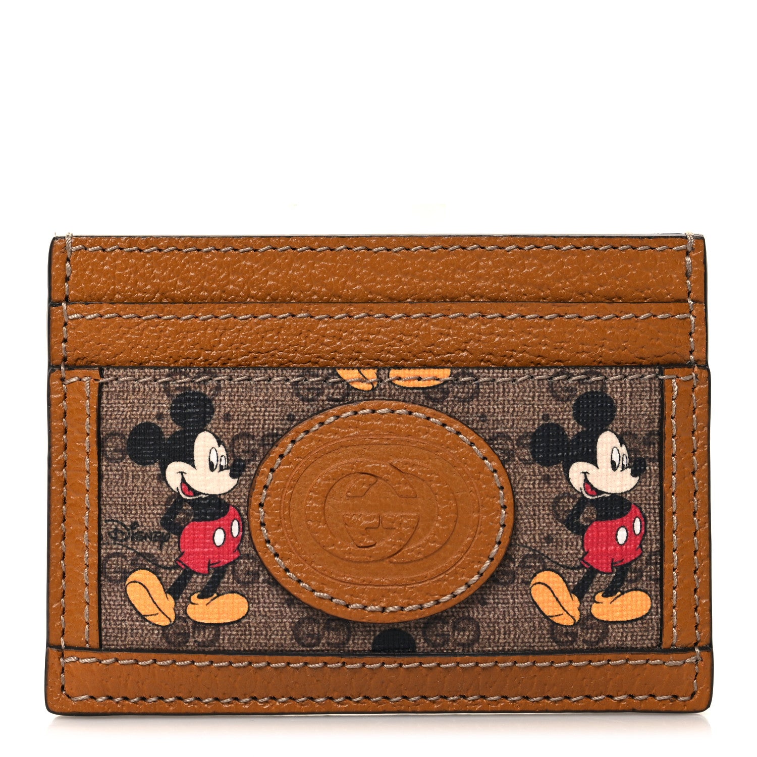 Gucci X DISNEY Mini Vintage GG Supreme Monogram Mickey Mouse Card Holder Beige Vintage Sun Oil 1 of 8