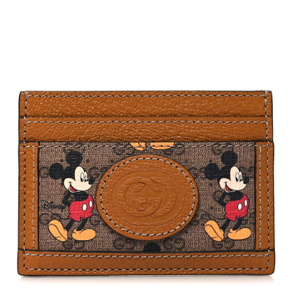 Gucci X DISNEY Mini Vintage GG Supreme Monogram Mickey Mouse Card Holder Beige Vintage Sun Oil 1 of 8