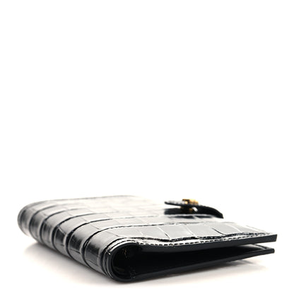 Chanel Calfskin Crocodile Embossed Crococo Passport Holder Black 4 of 8