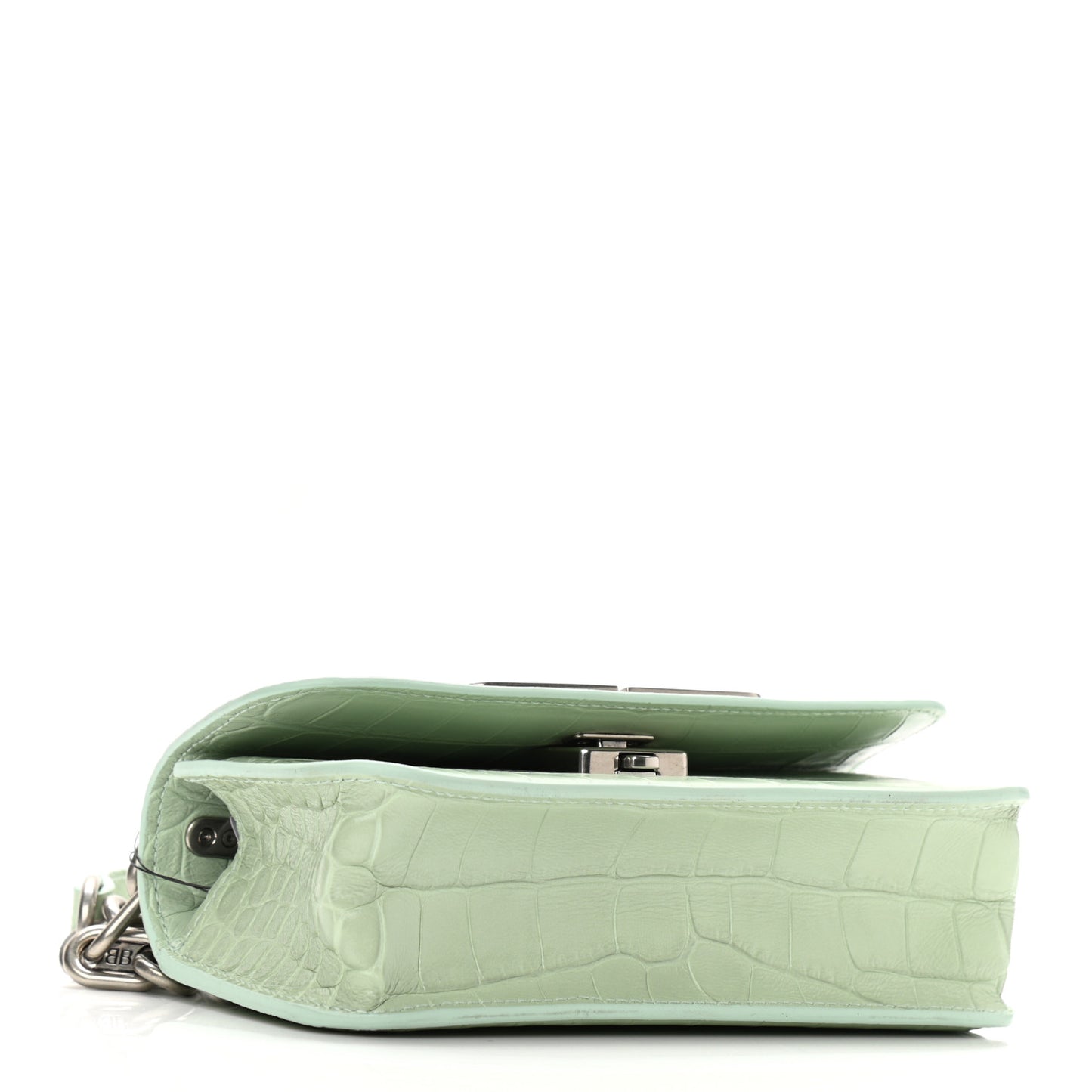 Extra Supple Calfskin Crocodile Embossed Gossip Chain Bag XS Light Green