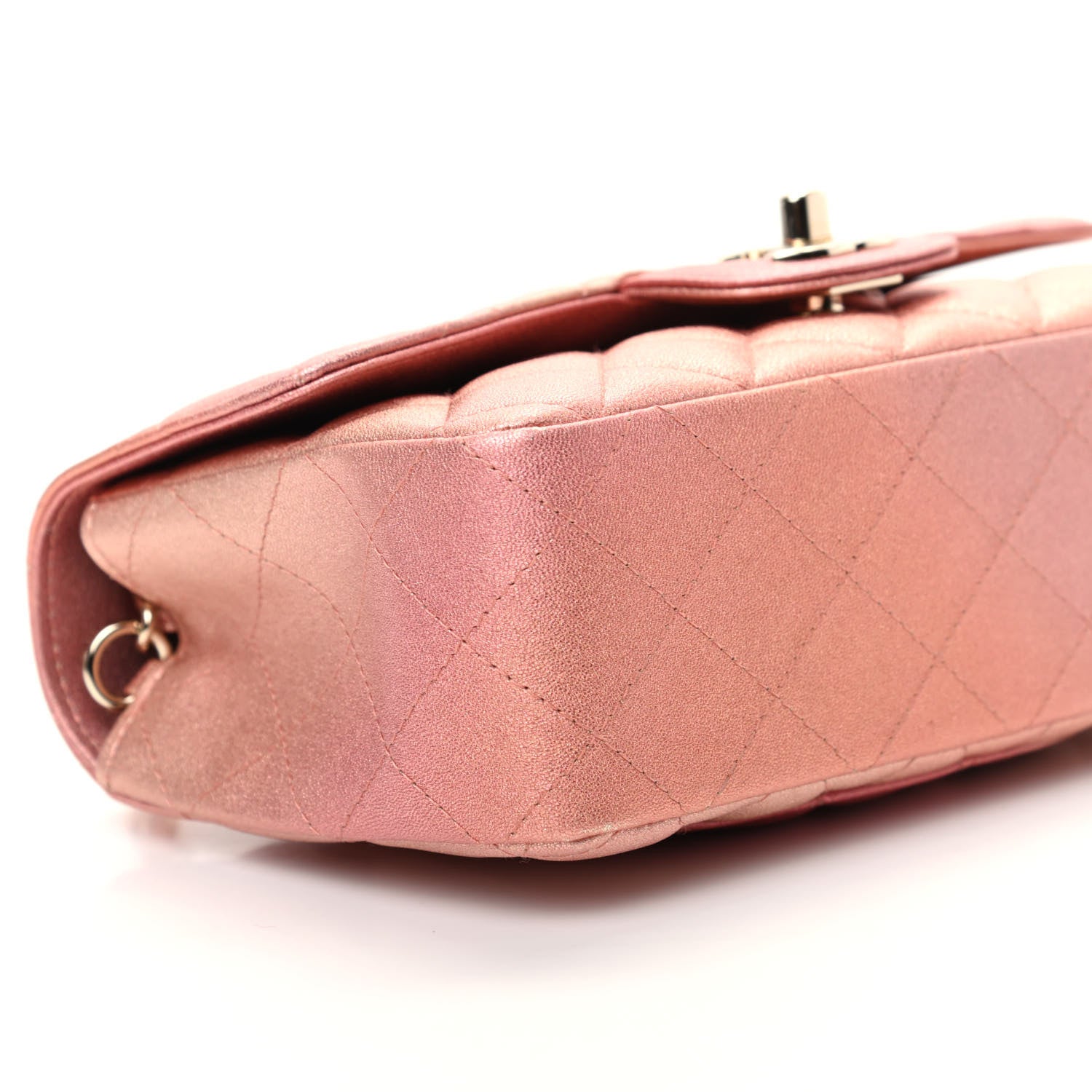 Chanel Metallic Lambskin Quilted Ombre Mini Rectangular Flap Pink 8 of 9