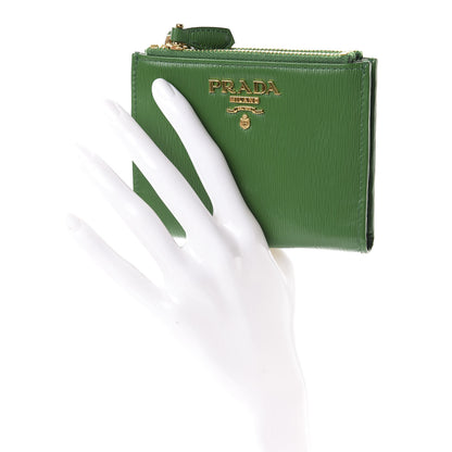 Prada Vitello Move Zip Coin Case Wallet Verde 2 of 6