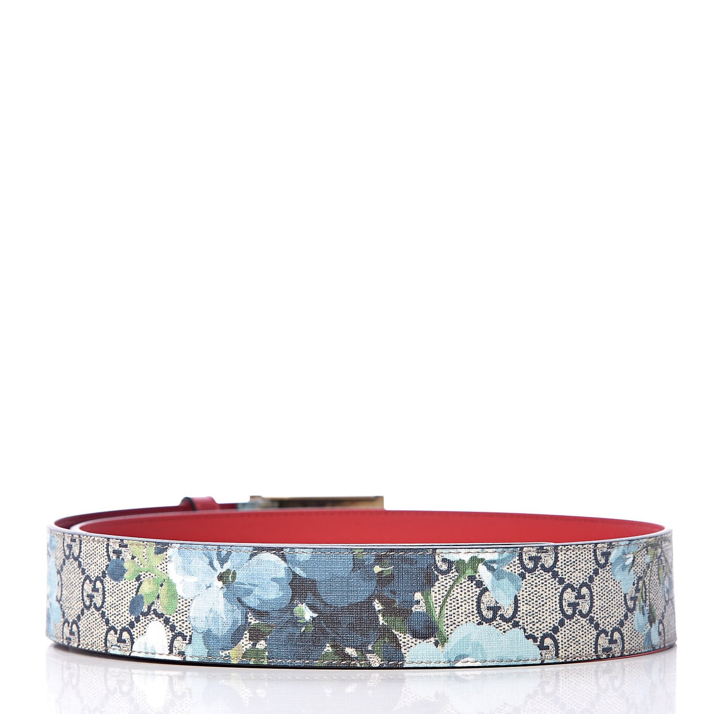 GG Plus Monogram Blooms Plaque Belt 95 38 Blue