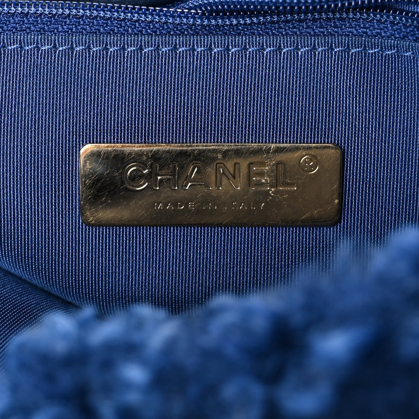 Shearling Sheepskin Large Chanel 19 Flap Blue