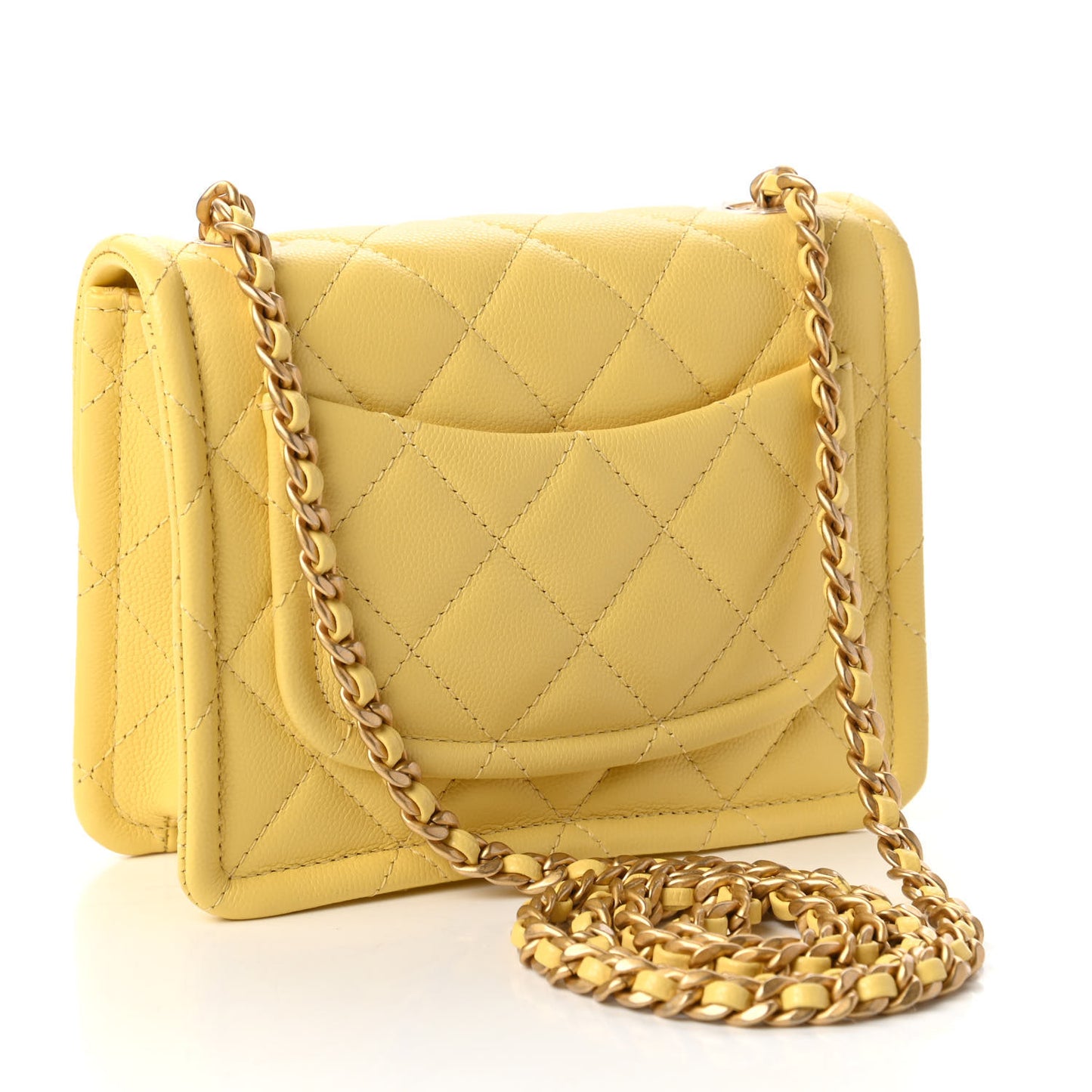 Caviar Quilted Mini Sweet Classic Flap Yellow