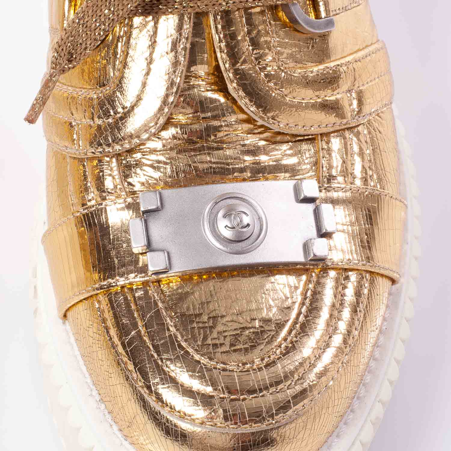 Chanel Lame Creeper Sneakers 39 Gold 5 of 10