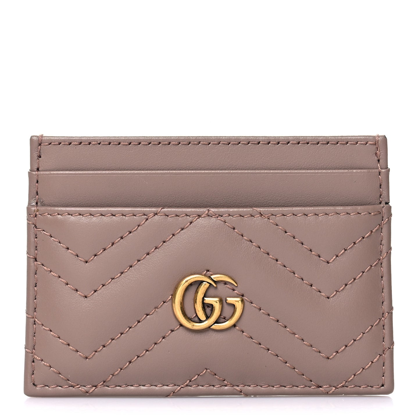 Calfskin Matelasse GG Marmont Card Holder Porcelain Rose