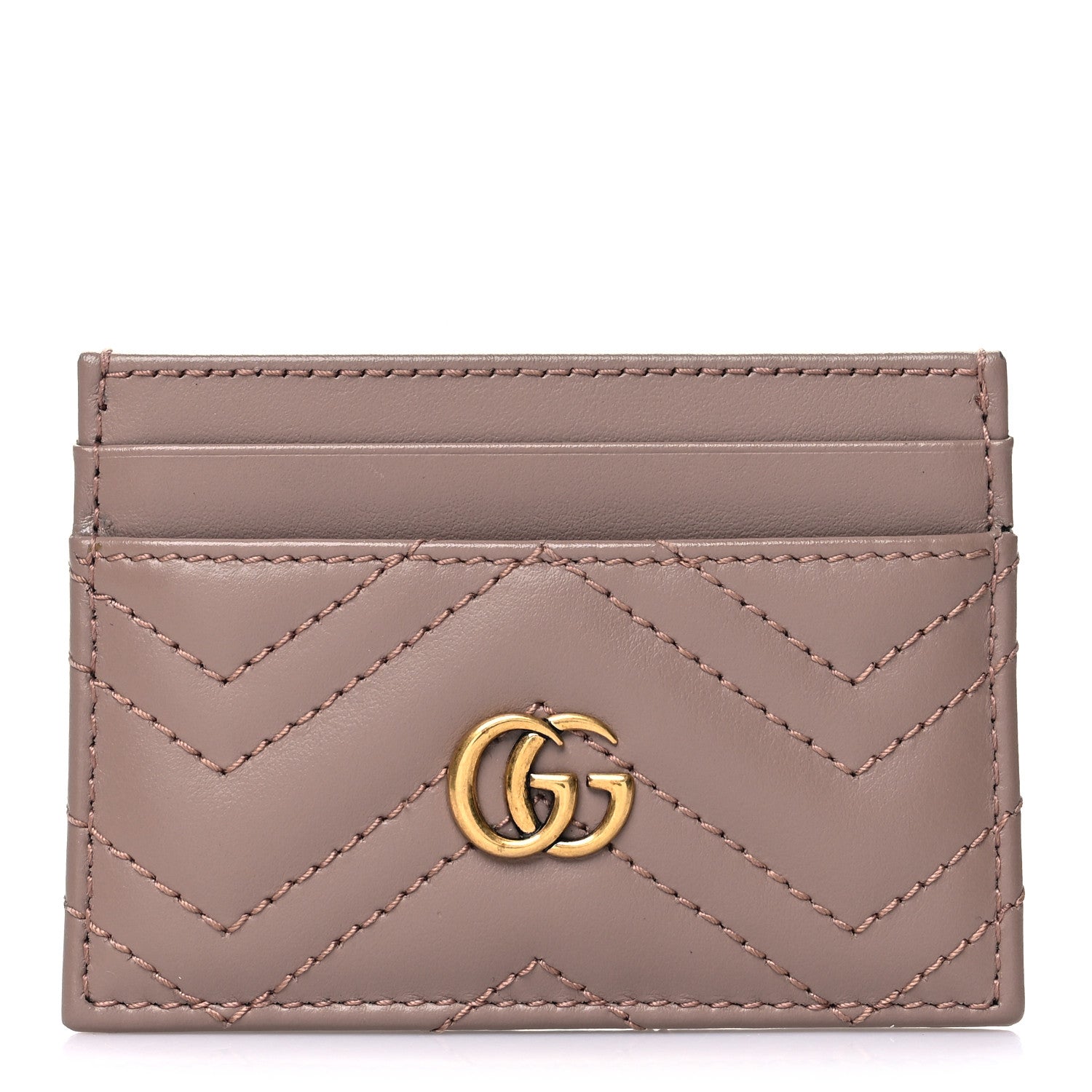 Gucci Calfskin Matelasse GG Marmont Card Holder Porcelain Rose 1 of 11