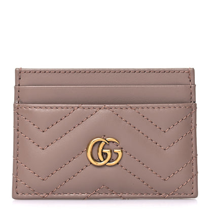 Gucci Calfskin Matelasse GG Marmont Card Holder Porcelain Rose 1 of 11