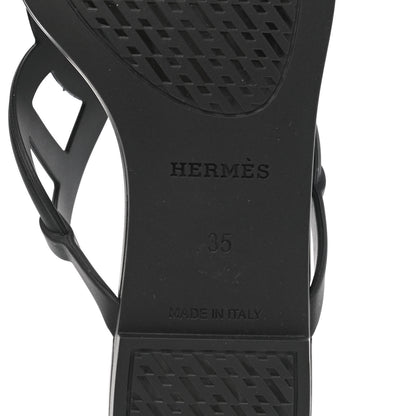 Hermes Rubber Womens Egerie Sandals 35 Black 6 of 9