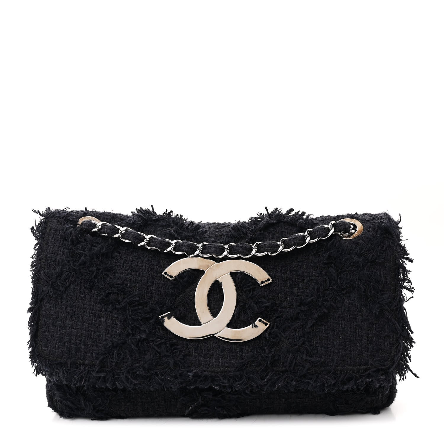 Chanel Tweed Medium Nature Single Flap Navy 1 of 10
