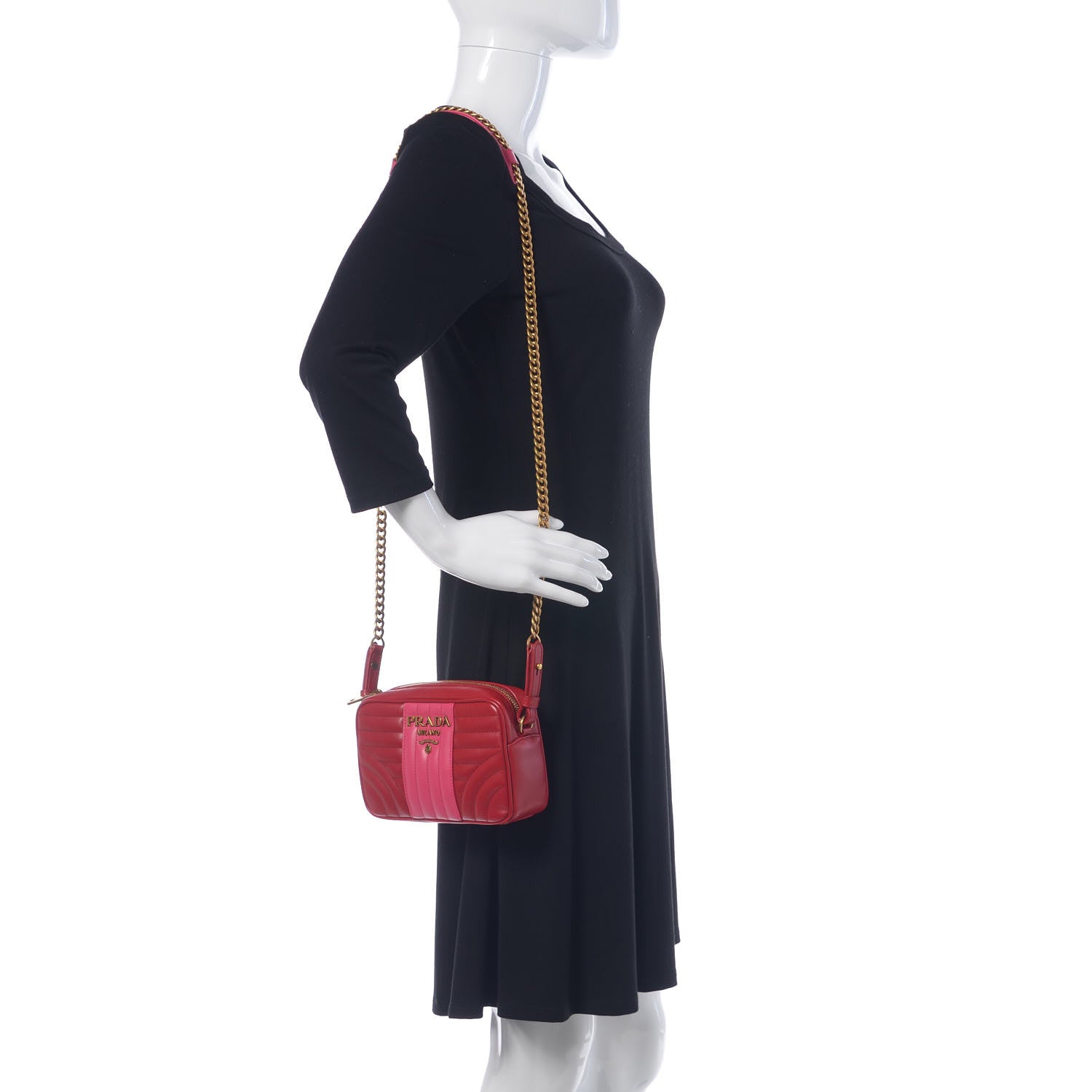 Prada Soft Calfskin Diagramme Crossbody Bag Fuoco Magenta 2 of 8