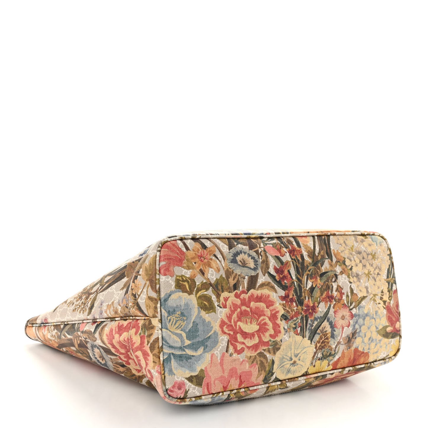 GG Supreme Monogram Water Flora Web Large Ophidia Tote Beige White Multicolor
