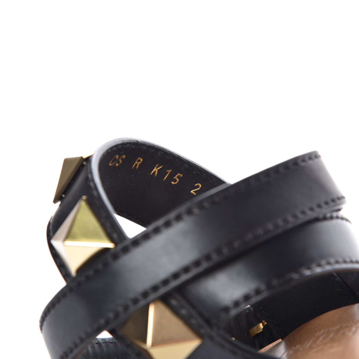 Calfskin Macro Rockstud Ankle Strap Sandals 40 Black