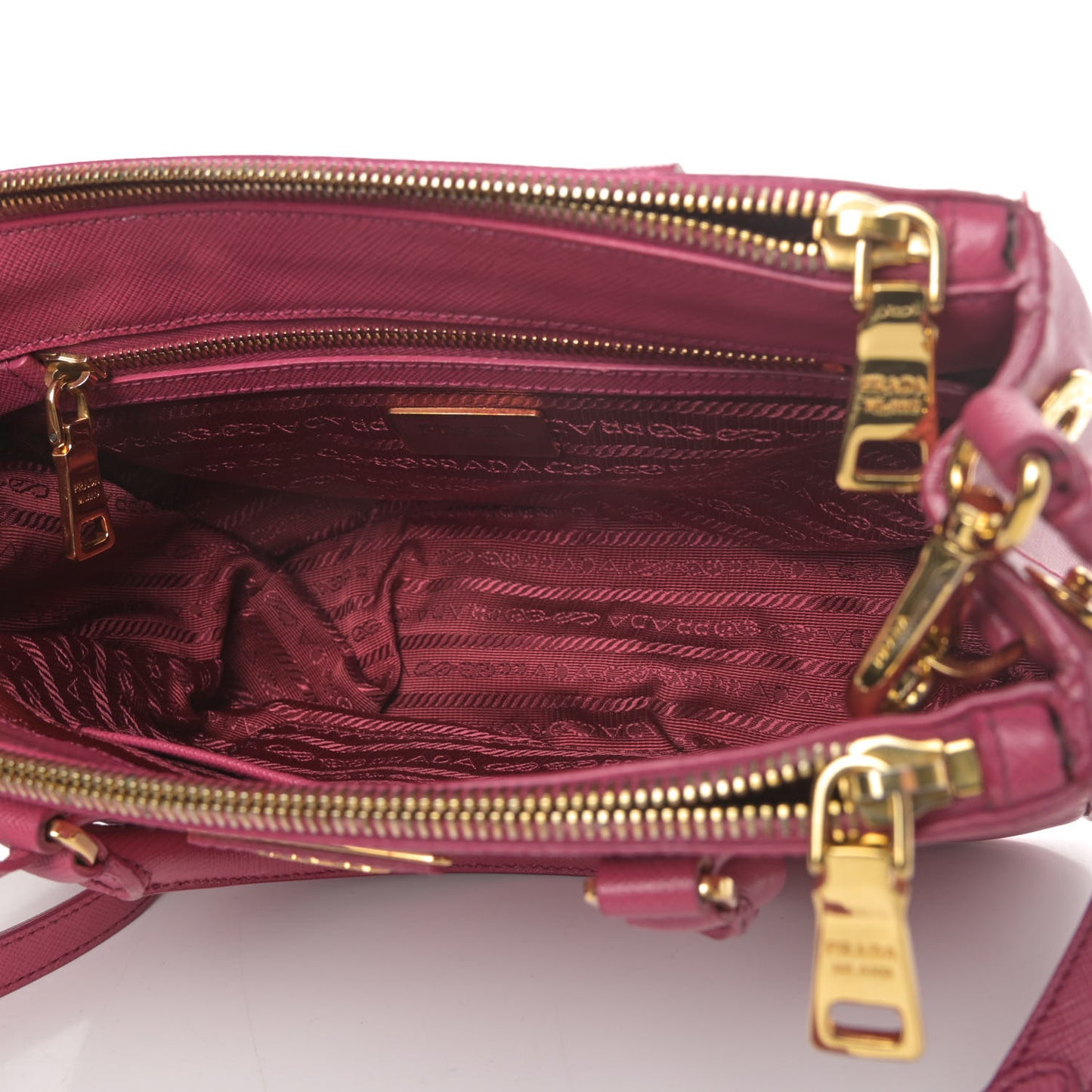 Saffiano Lux Small Galleria Double Zip Tote Fuxia