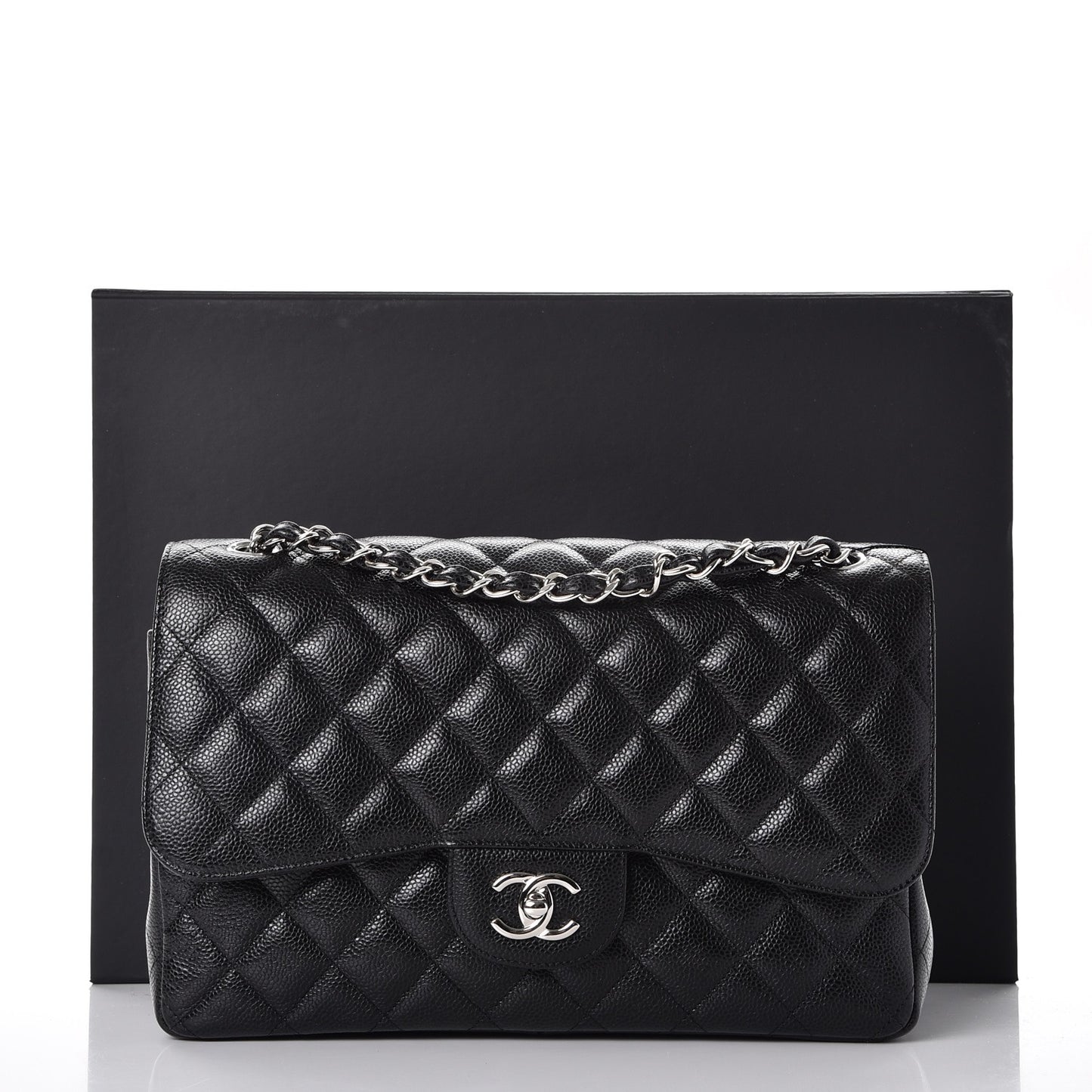 Caviar Quilted Jumbo Double Flap Black