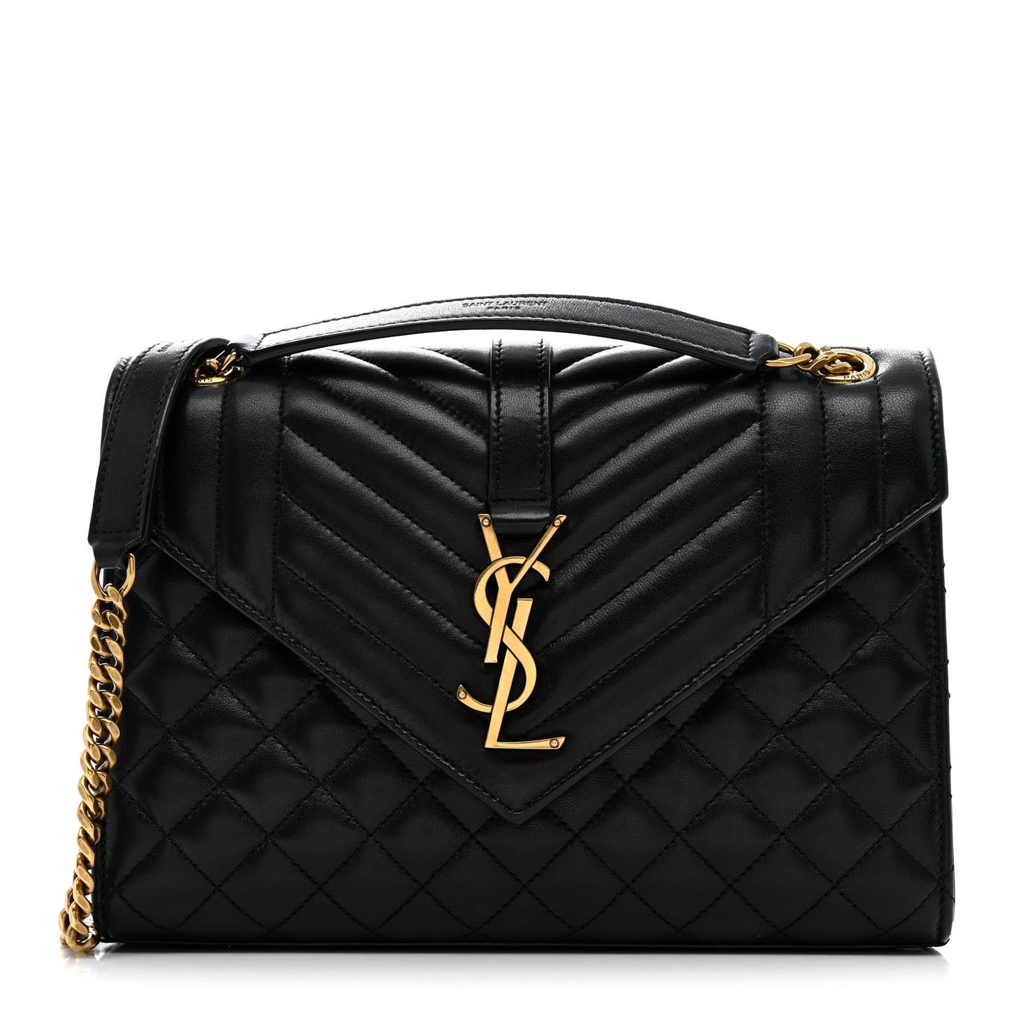 Lambskin Mixed Matelasse Triquilt Medium Monogram Satchel Black