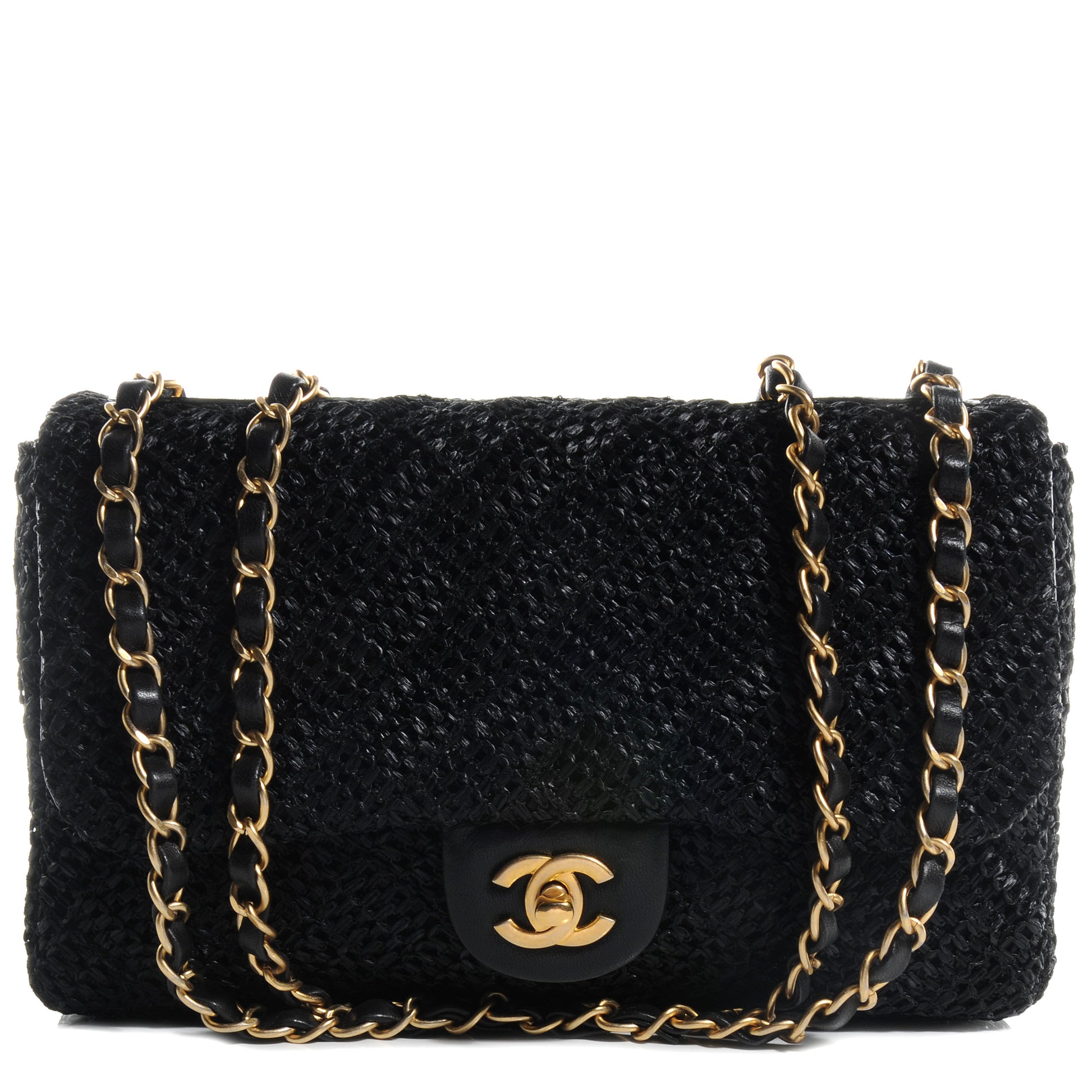 Chanel Woven Nylon Medium Flap Black 1 of 9