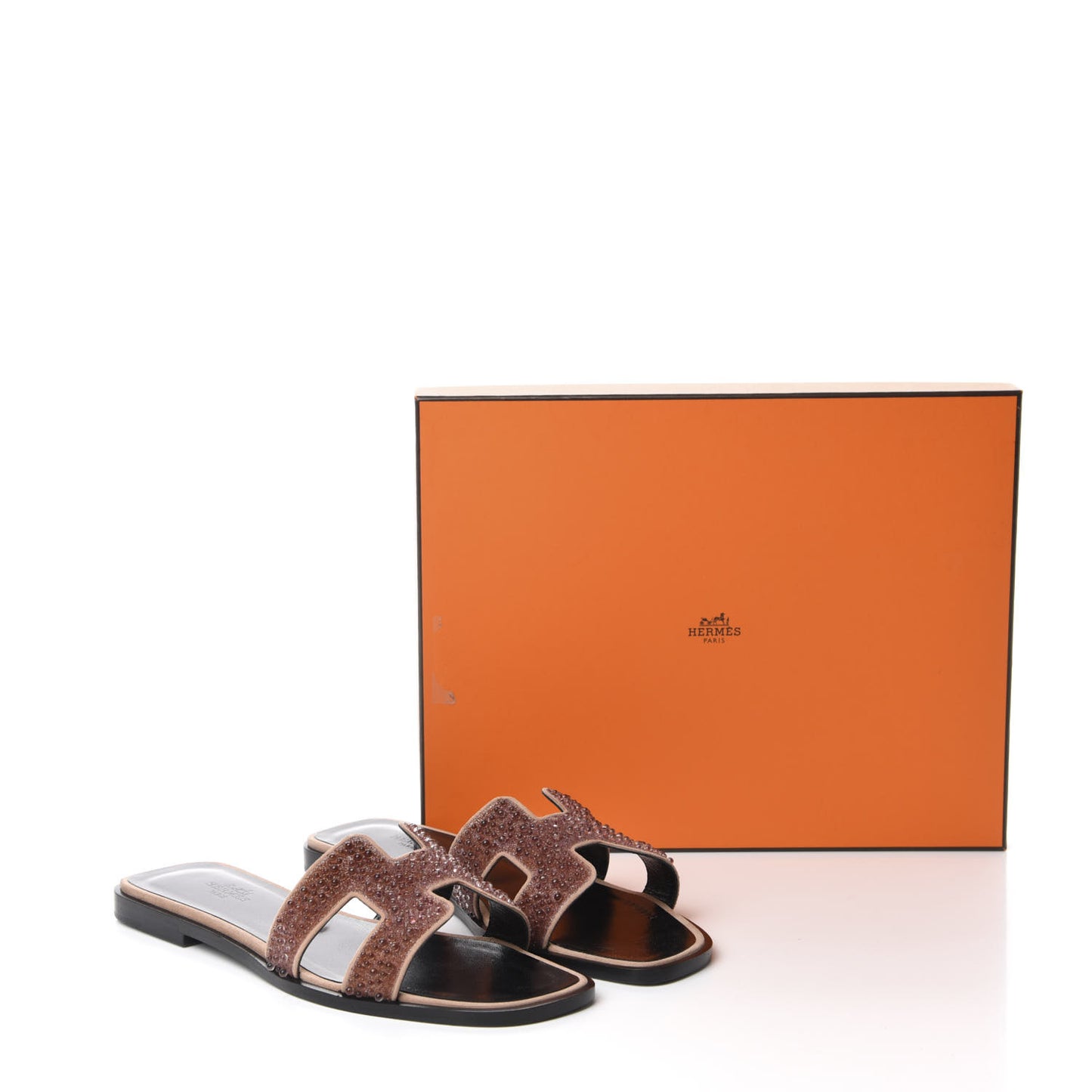 Suede Goatskin Crystal Oran Sandals 37.5 Rose Nude