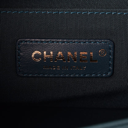 Chanel Velvet Chevron Quilted Medium Boy Flap Peacock Blue 6 of 7