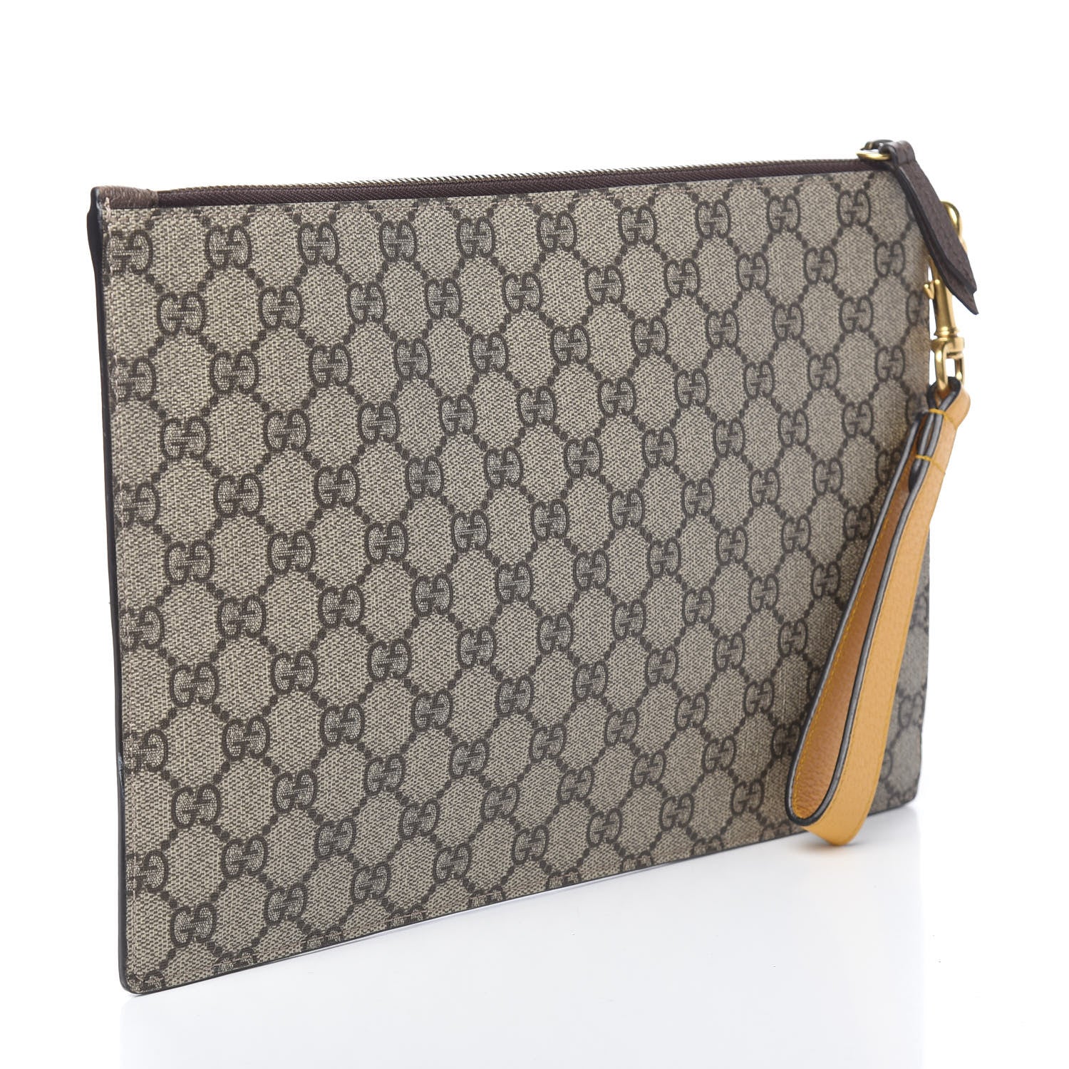 Gucci GG Supreme Monogram Neo Vintage Zip Wristlet Pouch Beige New Acero Crop 3 of 8