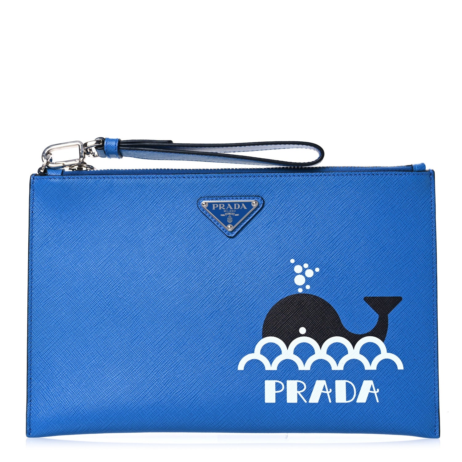 Prada Saffiano Whale Flat Wristlet Pouch Marea 1 of 8
