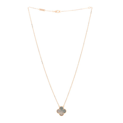Van Cleef & Arpels 18K Rose Gold Gray Mother of Pearl Vintage Alhambra Pendant Necklace 2 of 5