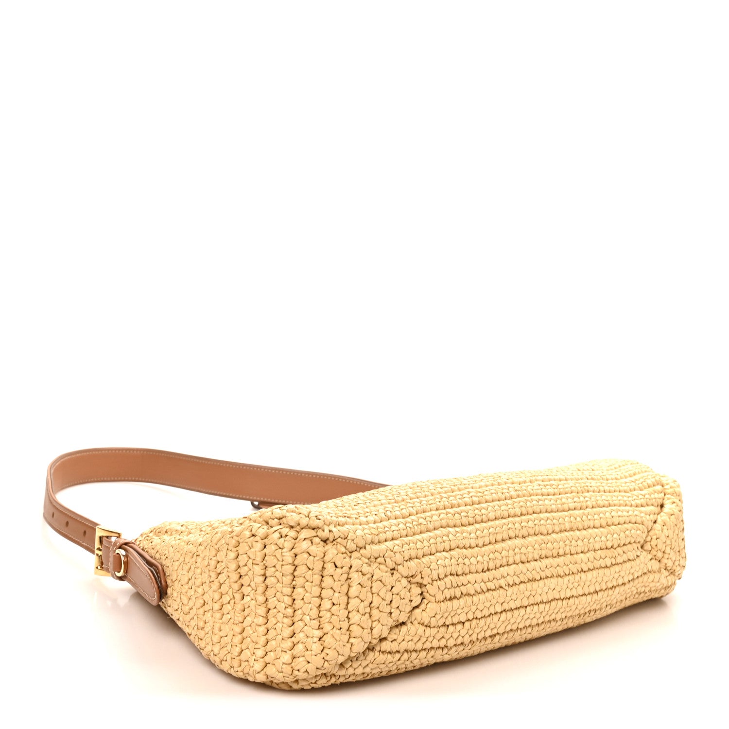 Prada Yarn Raffia Effect Crochet Large Aimée Shoulder Bag Natural 4 of 9