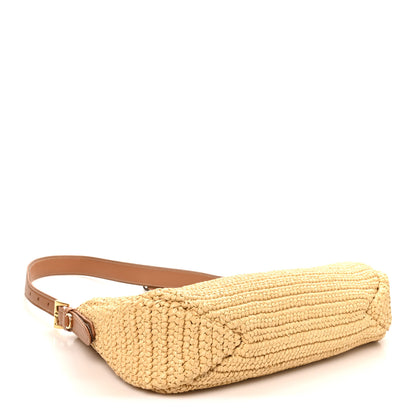 Prada Yarn Raffia Effect Crochet Large Aimée Shoulder Bag Natural 4 of 9