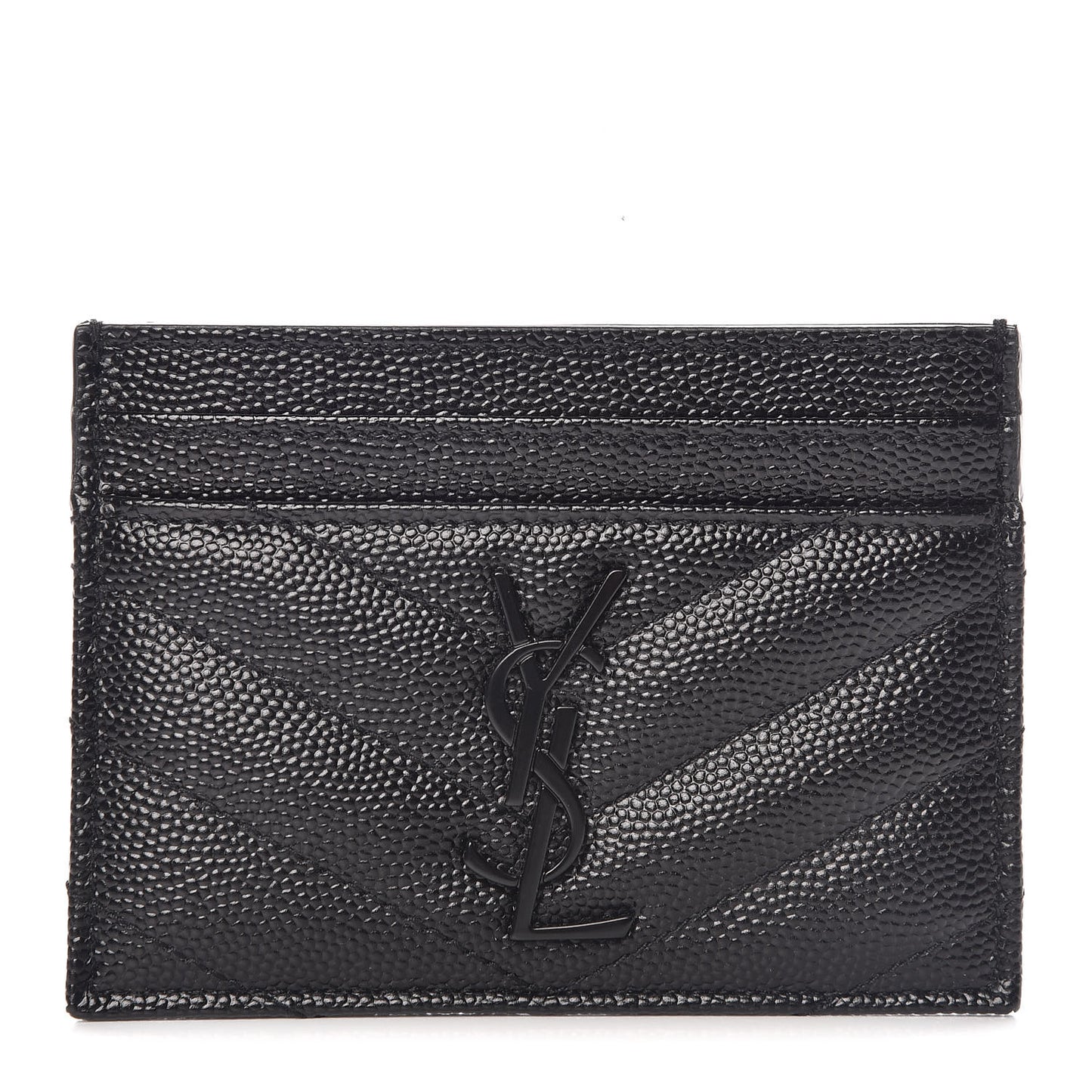 Grain De Poudre Matelasse Chevron Monogram Credit Card Case Black