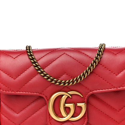 Gucci Calfskin Matelasse Super Mini GG Marmont Shoulder Bag Hibiscus Red 9 of 19