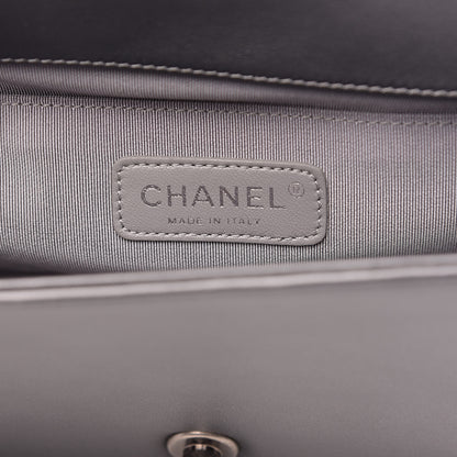 Chanel Metallic Calfskin Quilted Medium Boy Flap Dark Silver 6 of 14