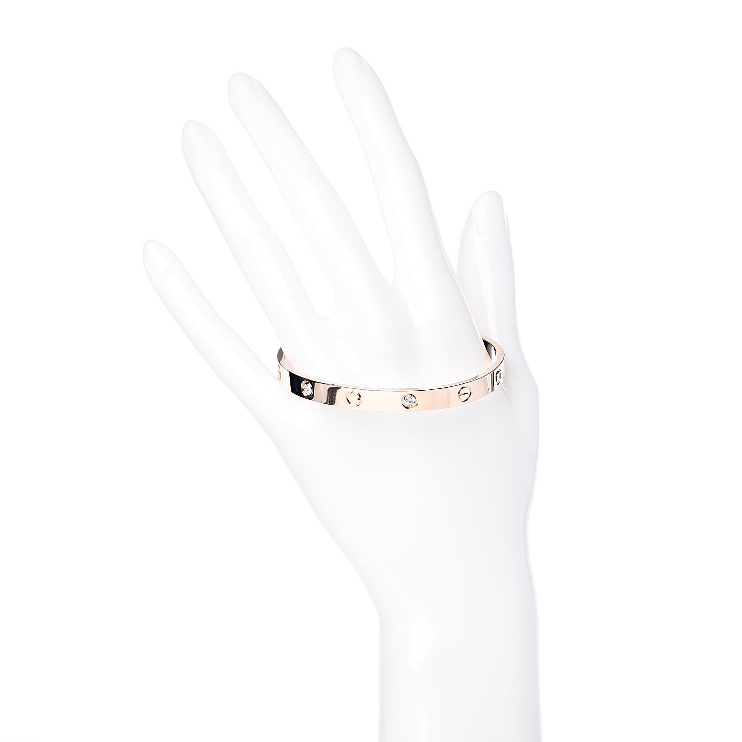 Cartier 18K Pink Gold 4 Diamond LOVE Bracelet 18 2 of 6